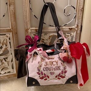 Exclusive Juicy Couture Pink and Brown Embellished with lots of cuteness Tote🩷